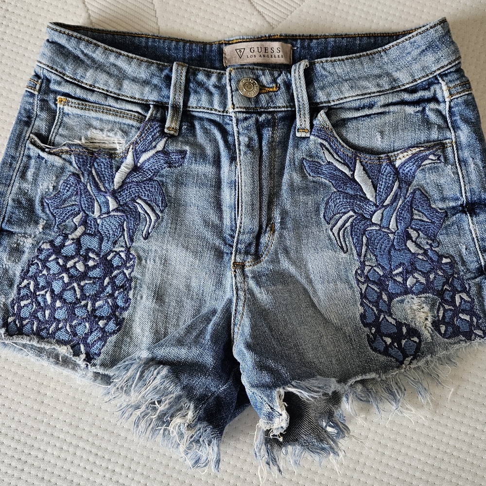 Guess Distressed Pinapple Denim Shorts 24